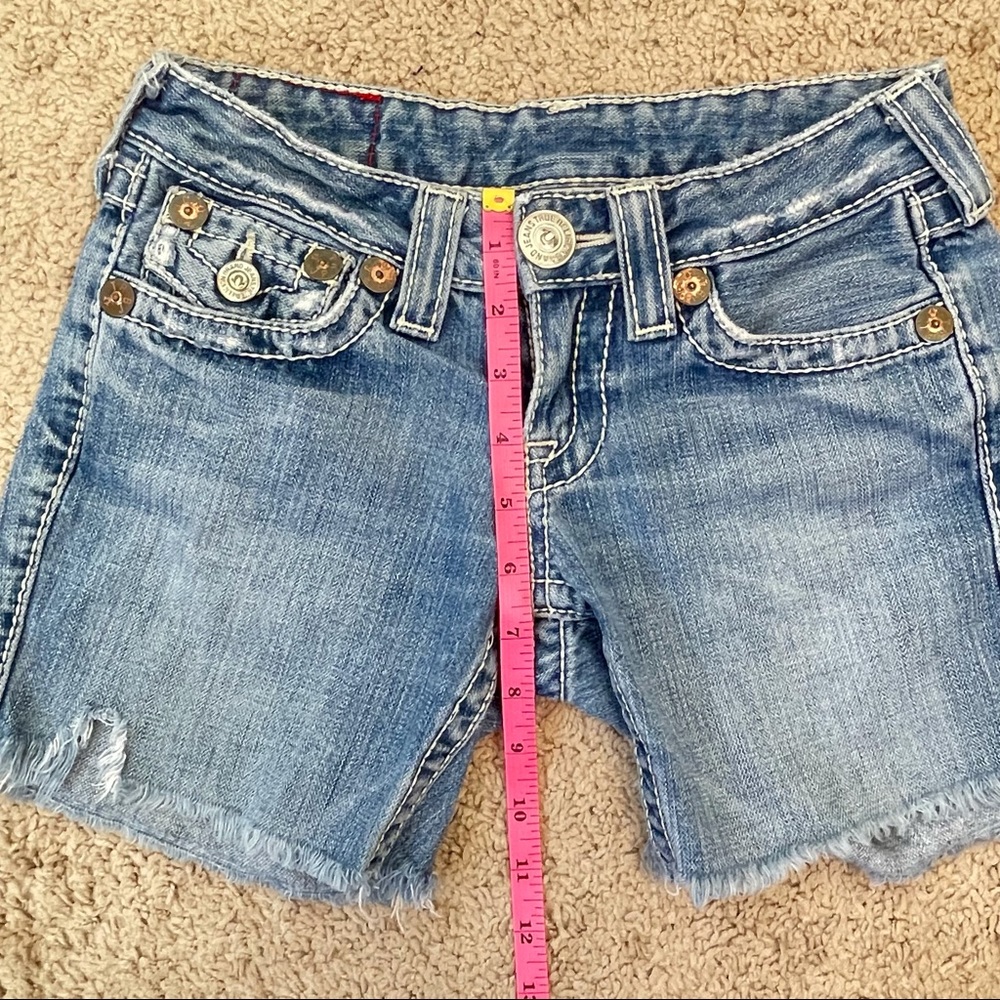 True Religion Y2K Joey Low Rise Cut Off Flap Pocket Denim Shorts Size 24 - Picture 10 of 16